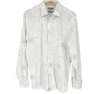 Ted Baker White Outline Flower Print‎ Button Down